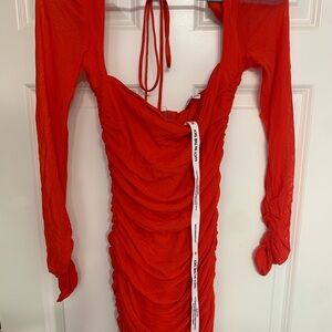 Lucy in the Sky Vibrant Red Long Sleeve Dress